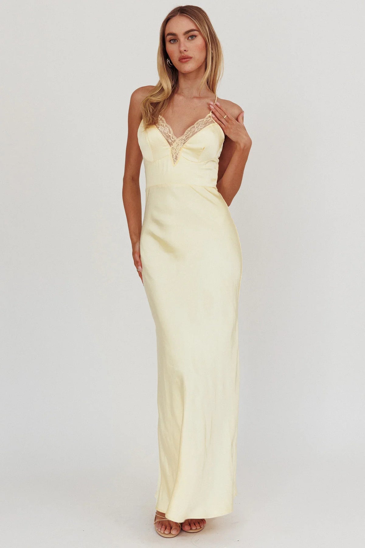 Summer Of Love Lace Trim Maxi Dress Lemon