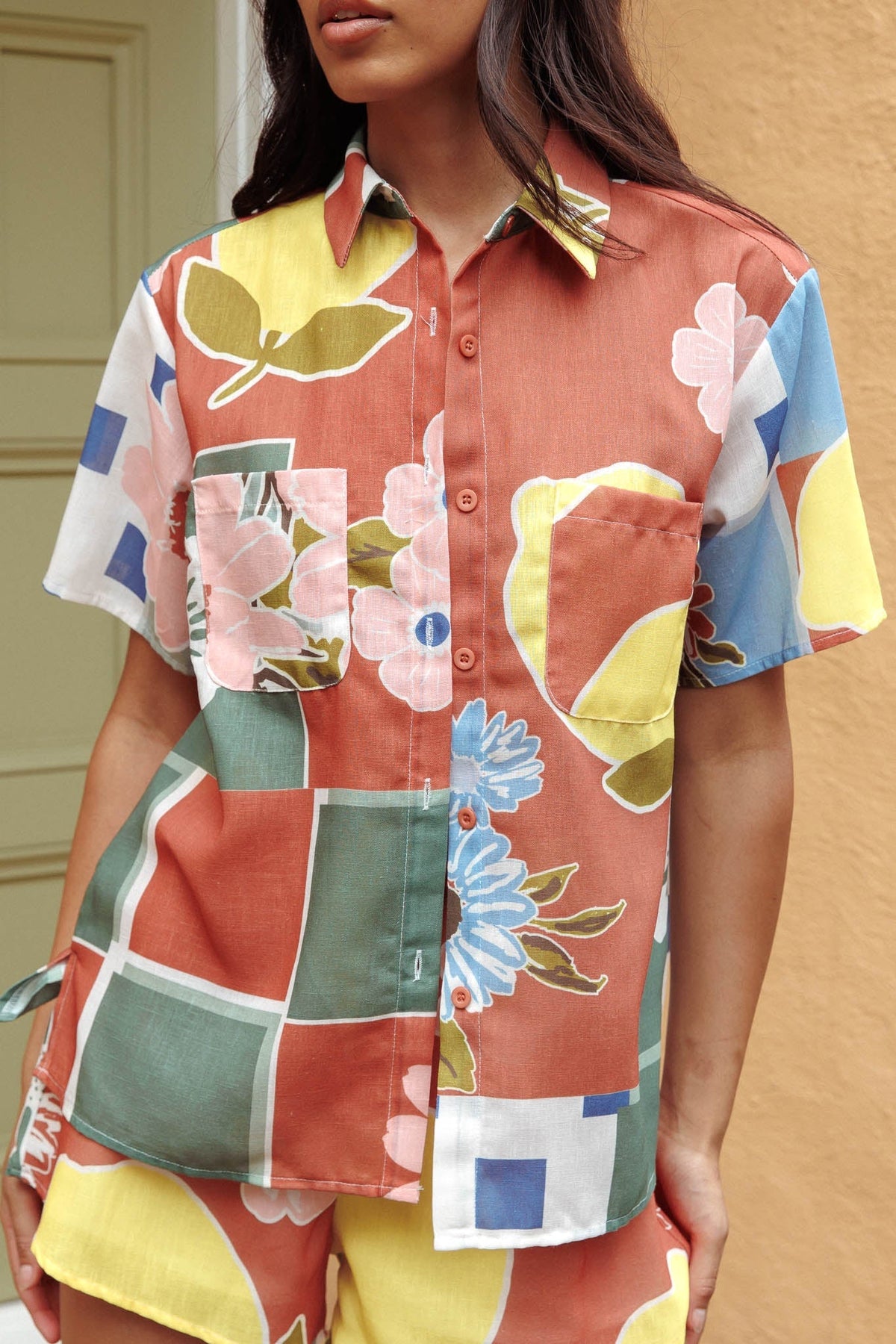 Swing Of Things Pocket Shirt Citrus Terracotta