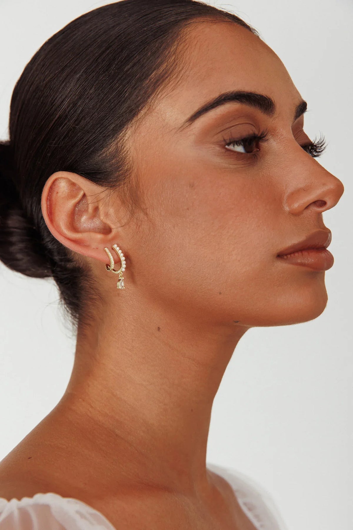 Dawn Double Pierce Illusion Earrings Gold