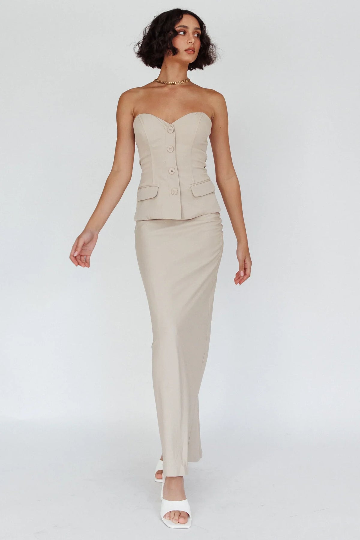 Valencia Flare Midi Skirt Oat
