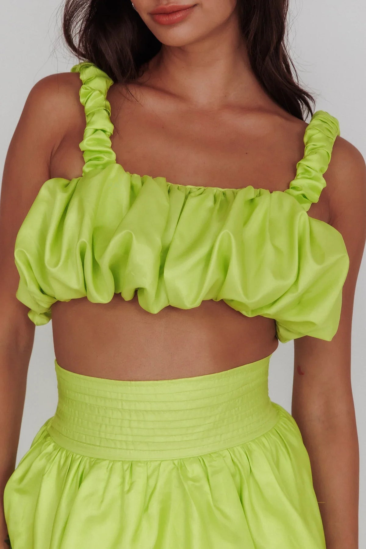 Sozo Bubble Crop Top Lime