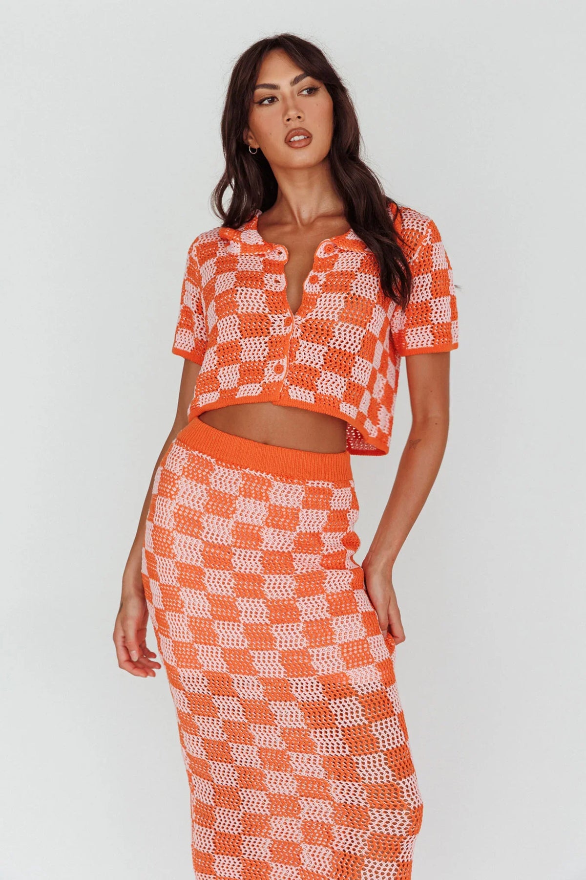 Byron Bay Crochet Maxi Skirt Sunset