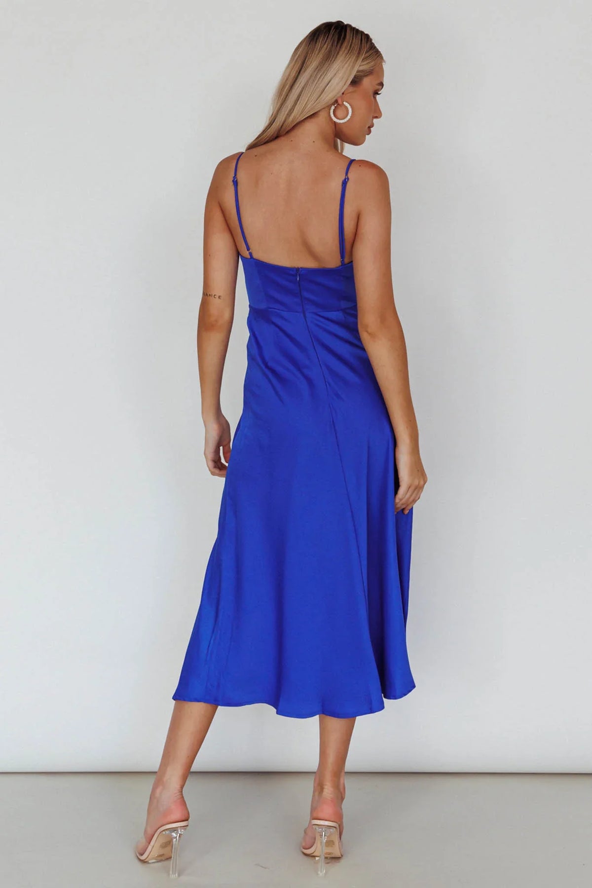 Suki Front Split Midi Dress Royal Blue