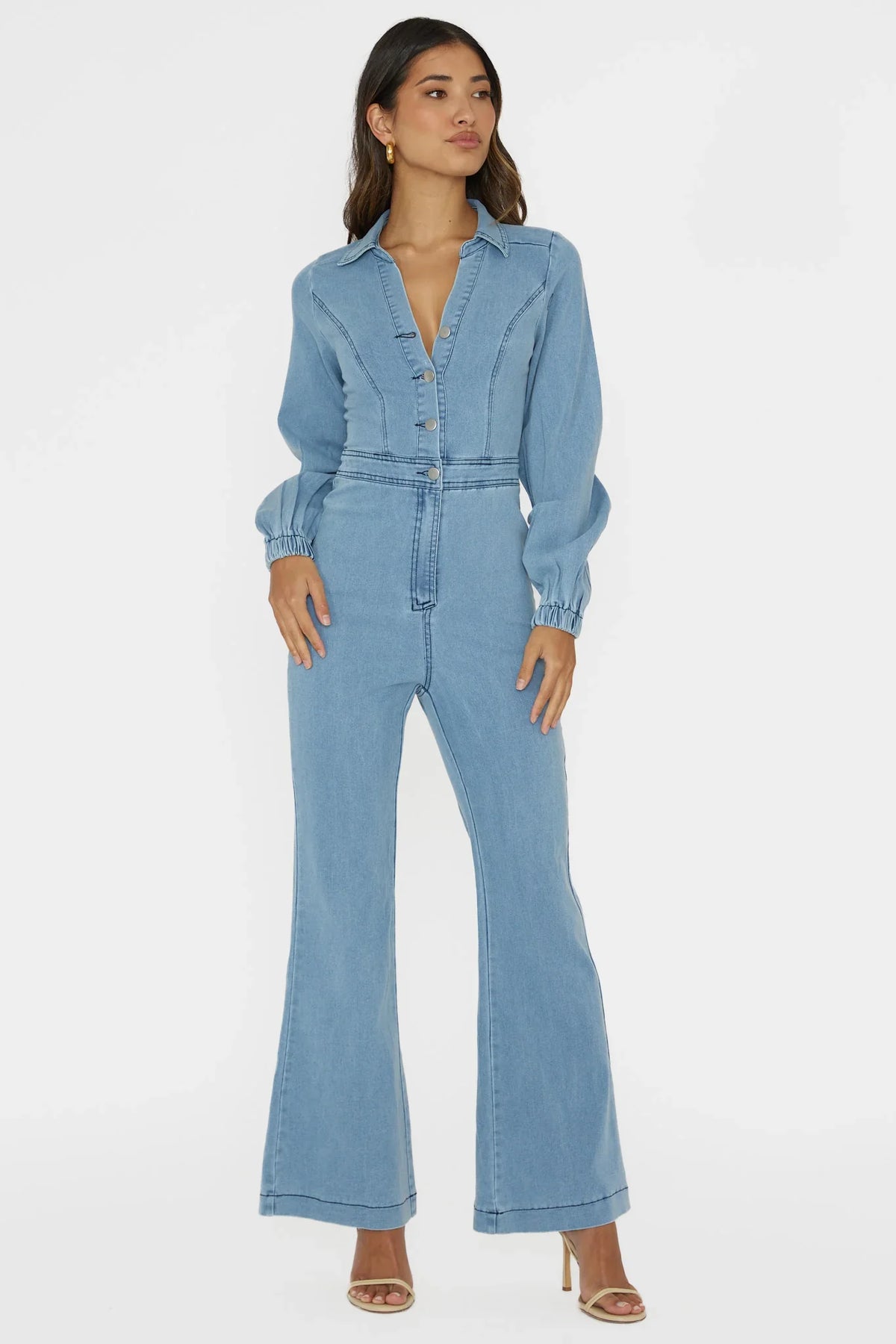 Emilio Long Sleeve Jumpsuit Denim Blue