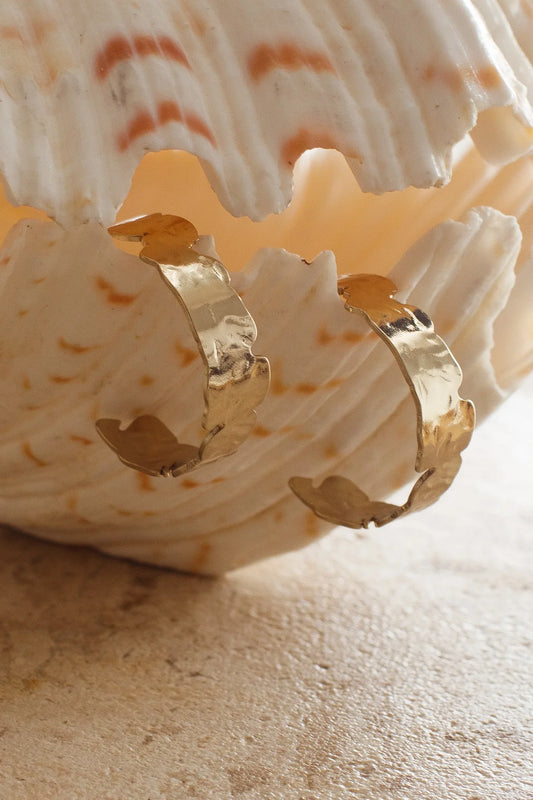 Shari Textured Half Hoop Earrings Gold