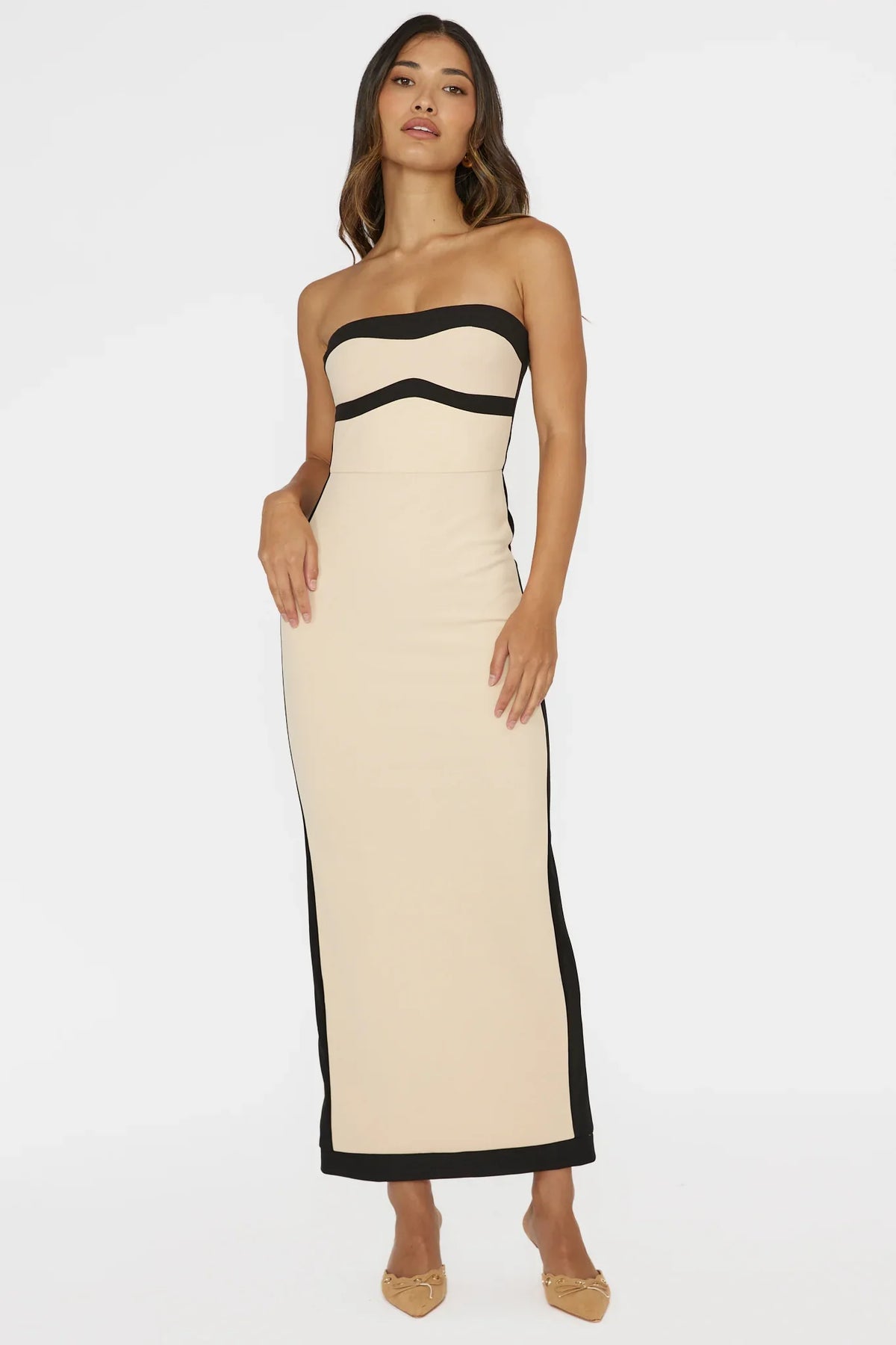 Tenika Strapless Bodycon Maxi Dress Nude