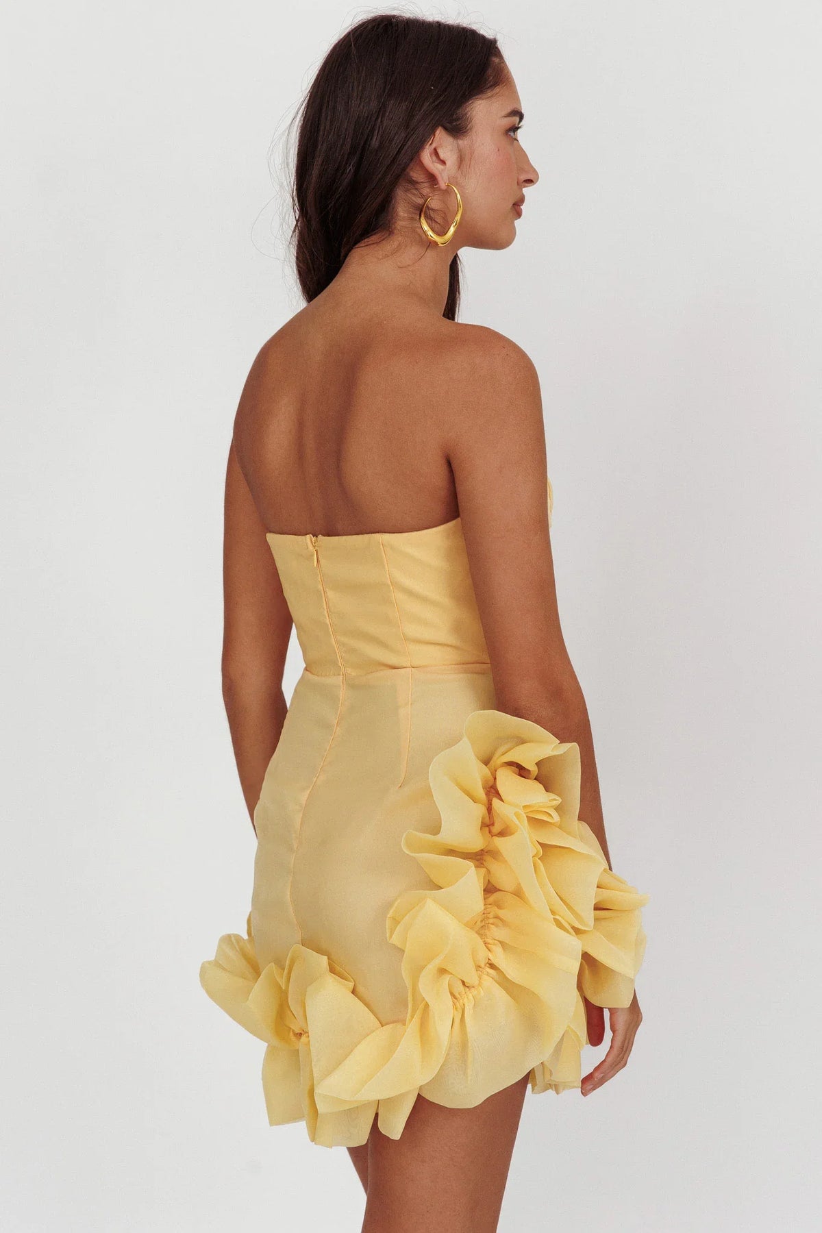 L'amour Toujours Frill Accent Mini Dress Lemon