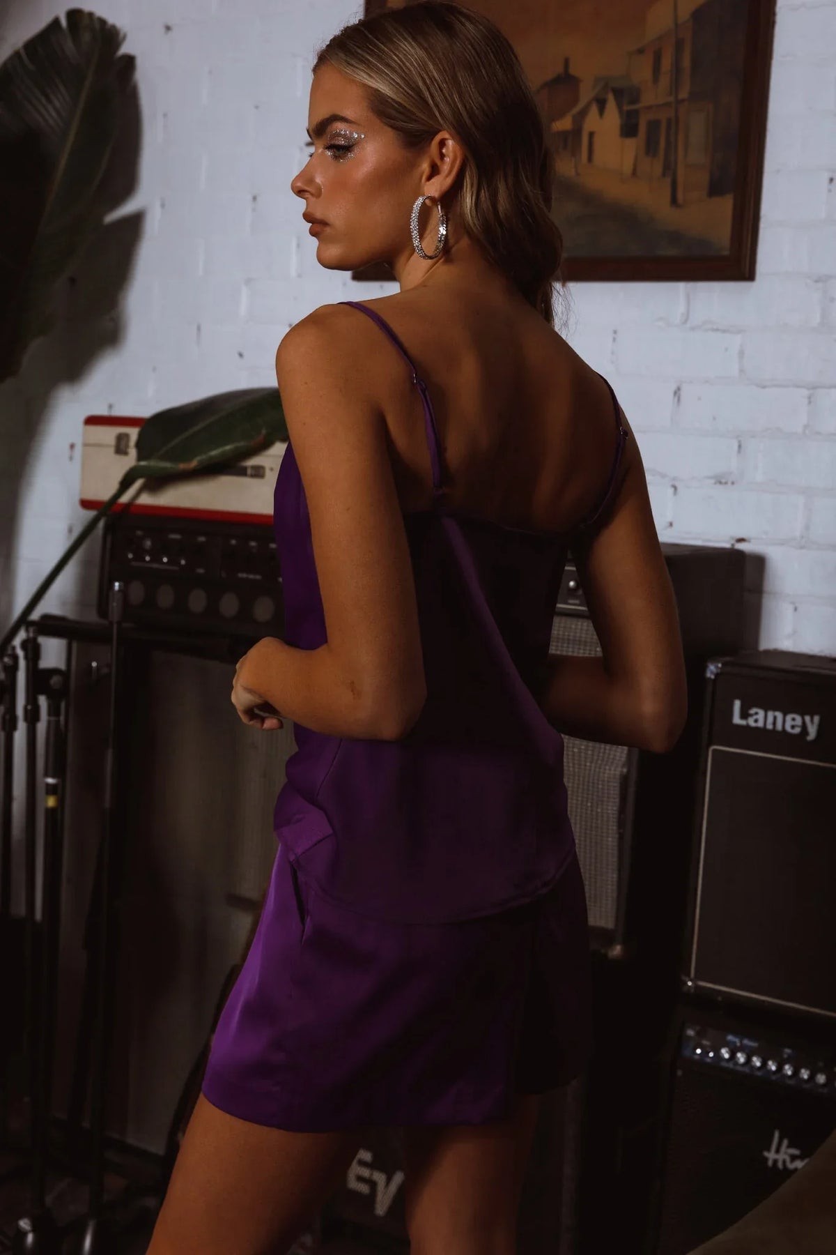 Zylah Satin Shorts Purple