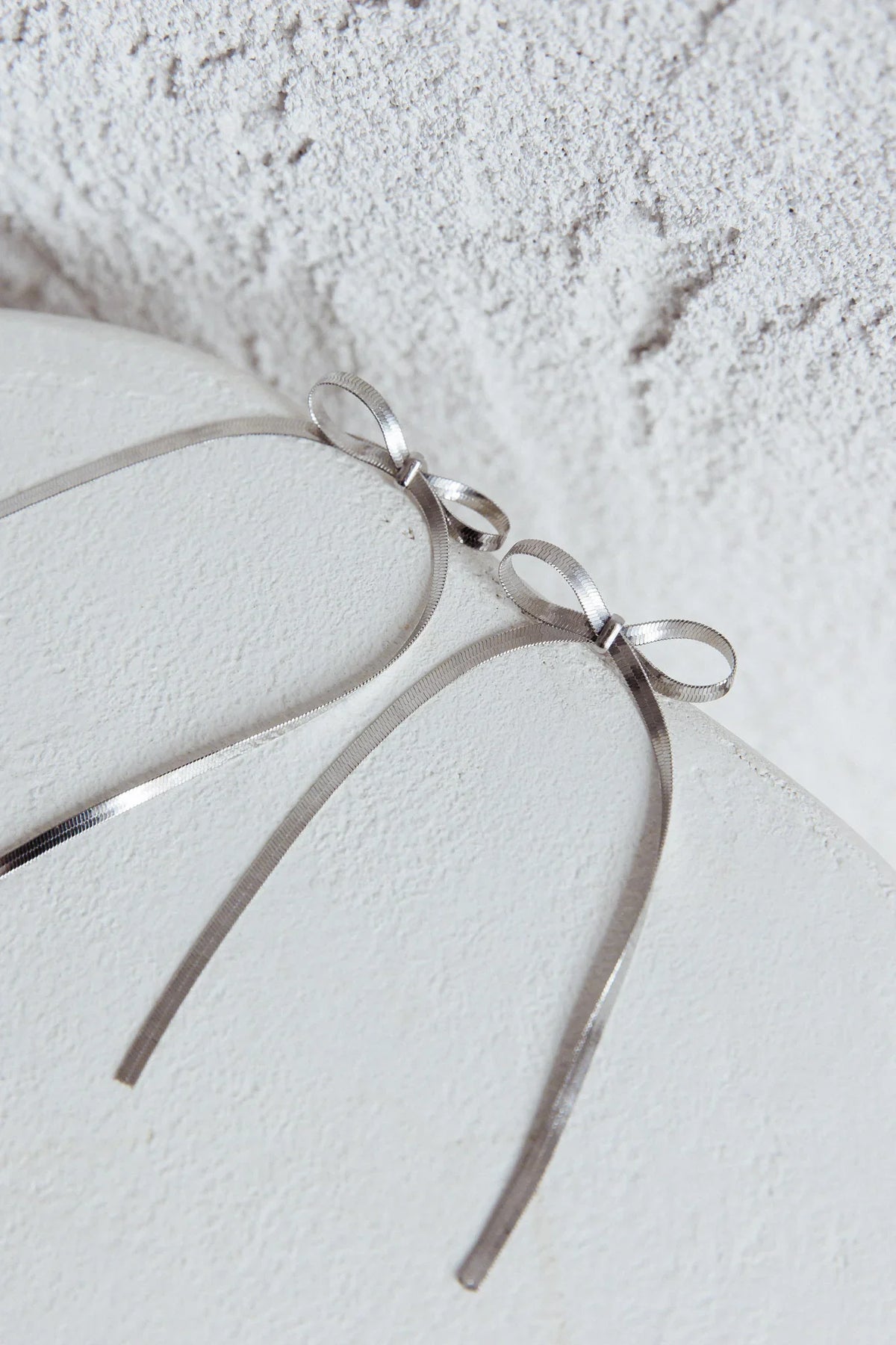 Macy Herringbone Bow Earrings Silver