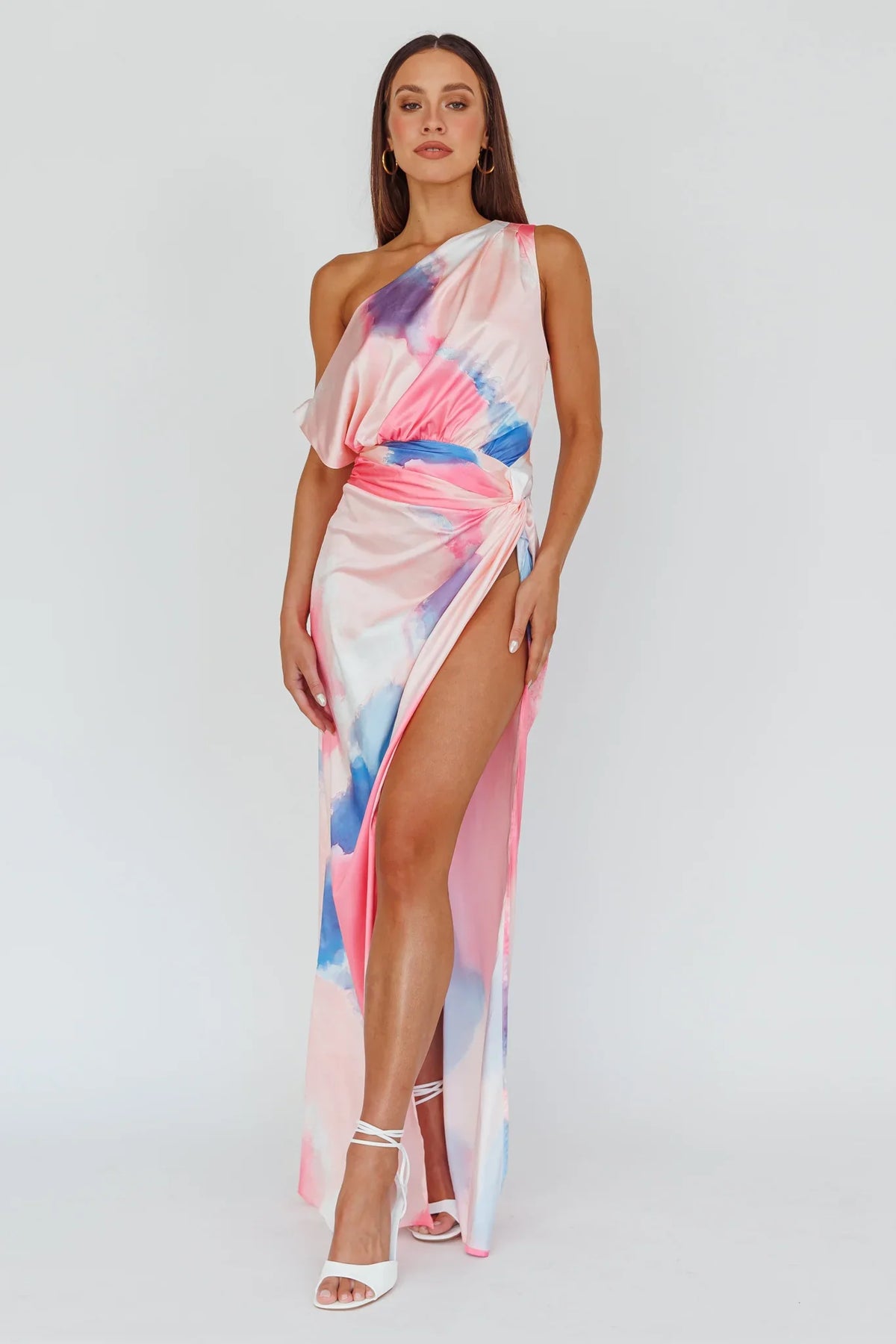 Charm Me Thigh Split Maxi Dress Pink/Blue