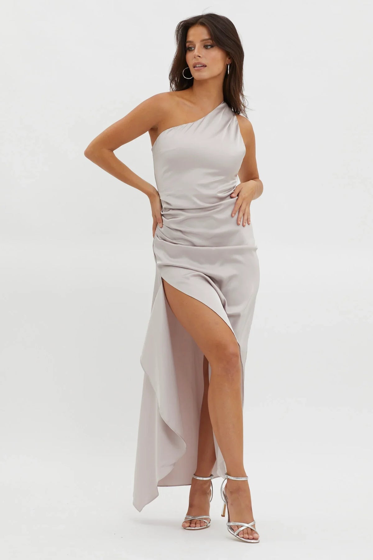 Salut One-Shoulder Midi Dress Prosecco