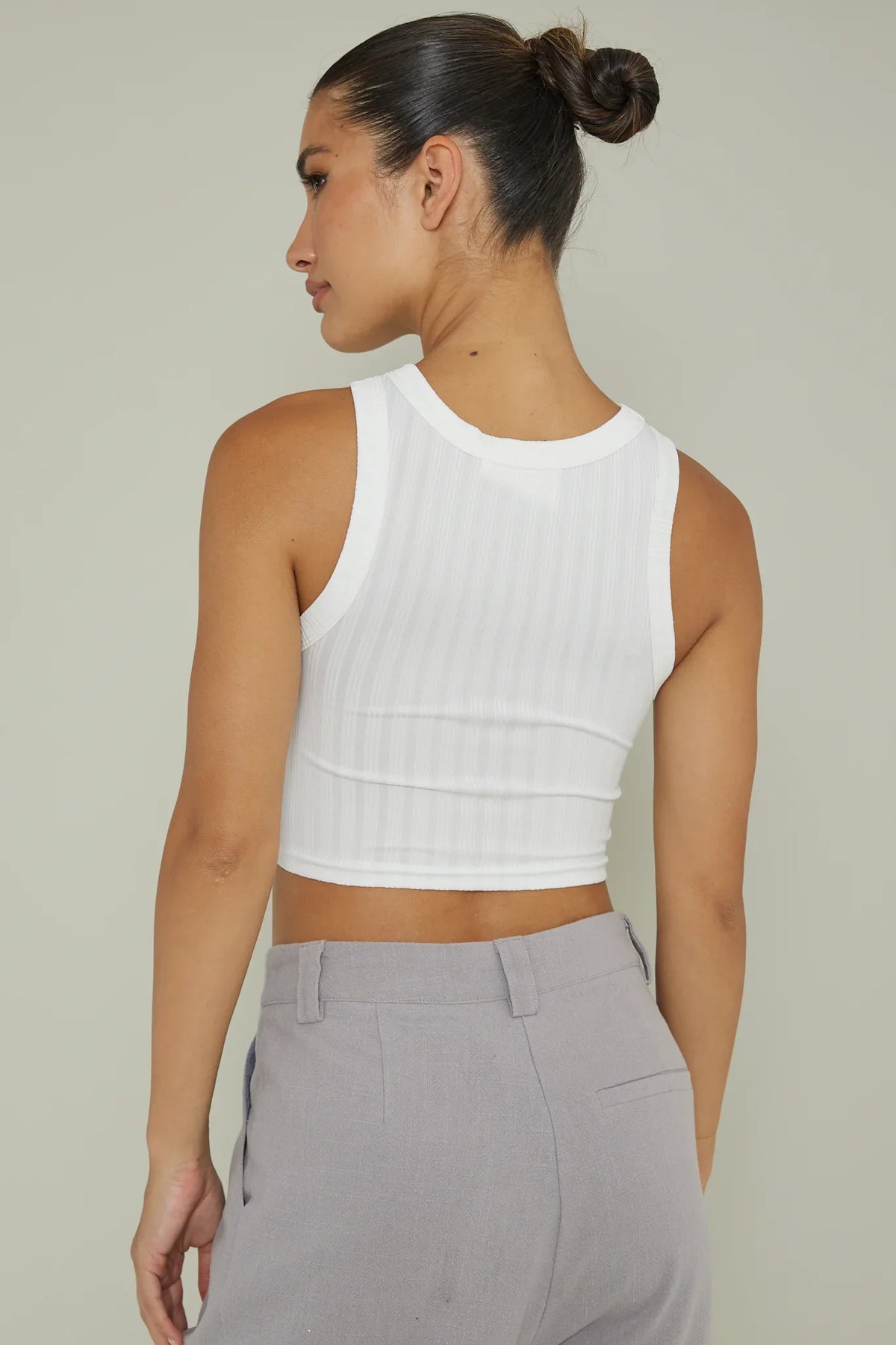 Seeker Ribbed Crop Top White