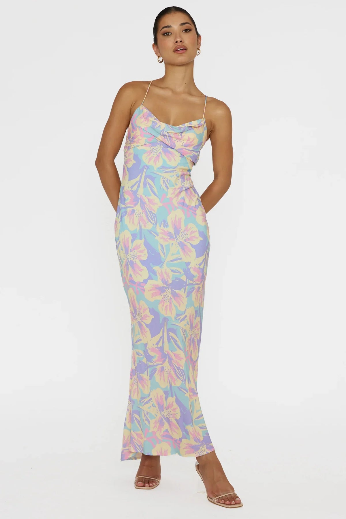 Libby Scoop Back Maxi Dress Floral Blue