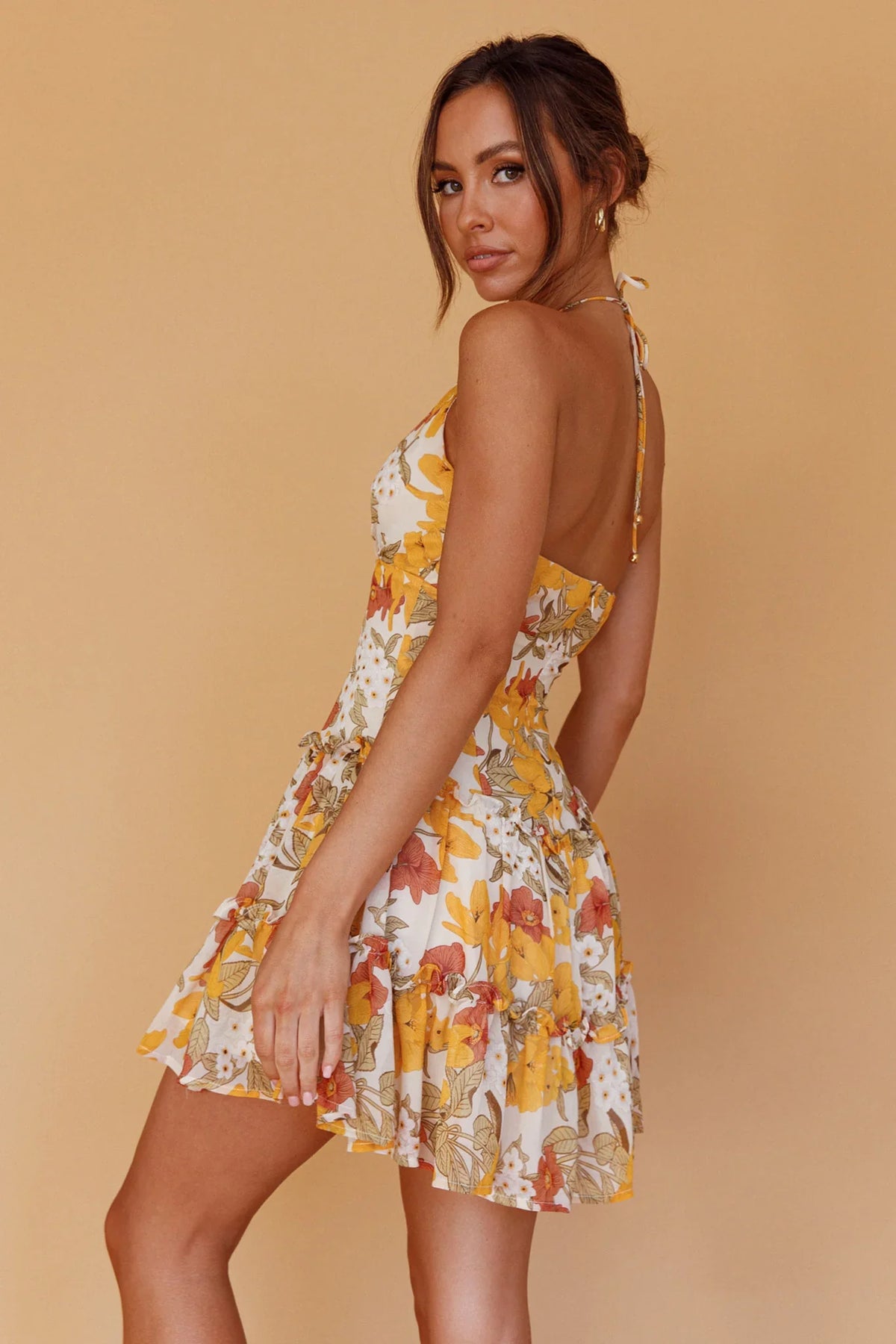 Nikayla Halterneck Mini Dress Floral White