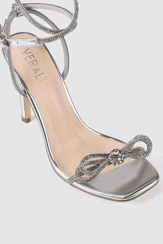 VERALi Ottawa Diamante High Heels Silver Metallic Smooth