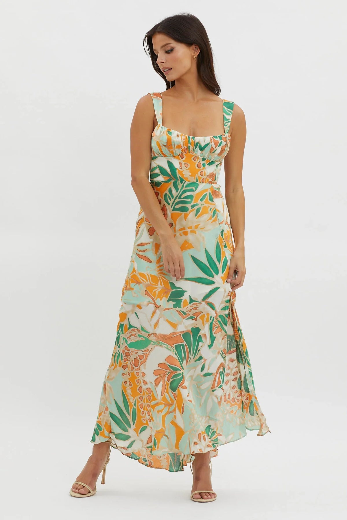 Casuarina Gathered Bust Midi Dress Green