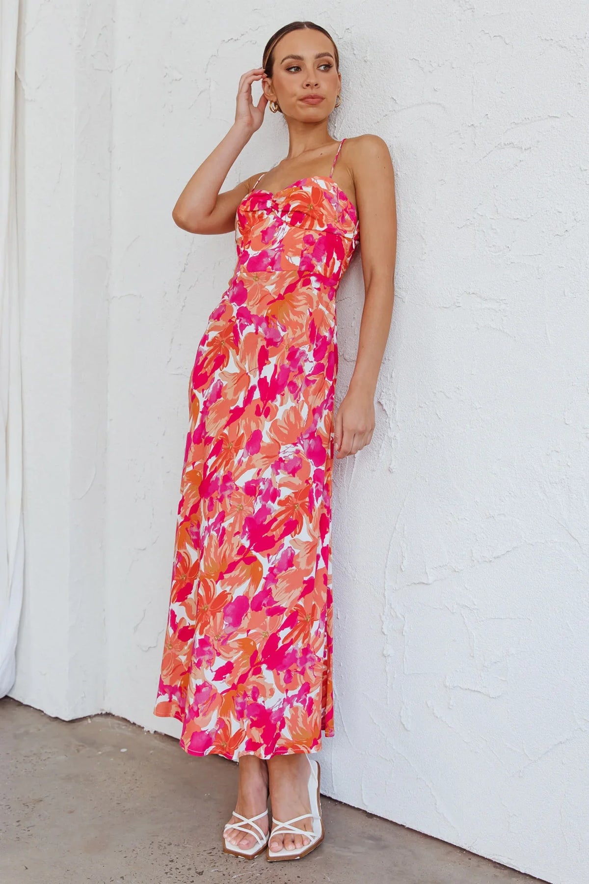 Golden Sands Cami Strap Maxi Dress Floral Red