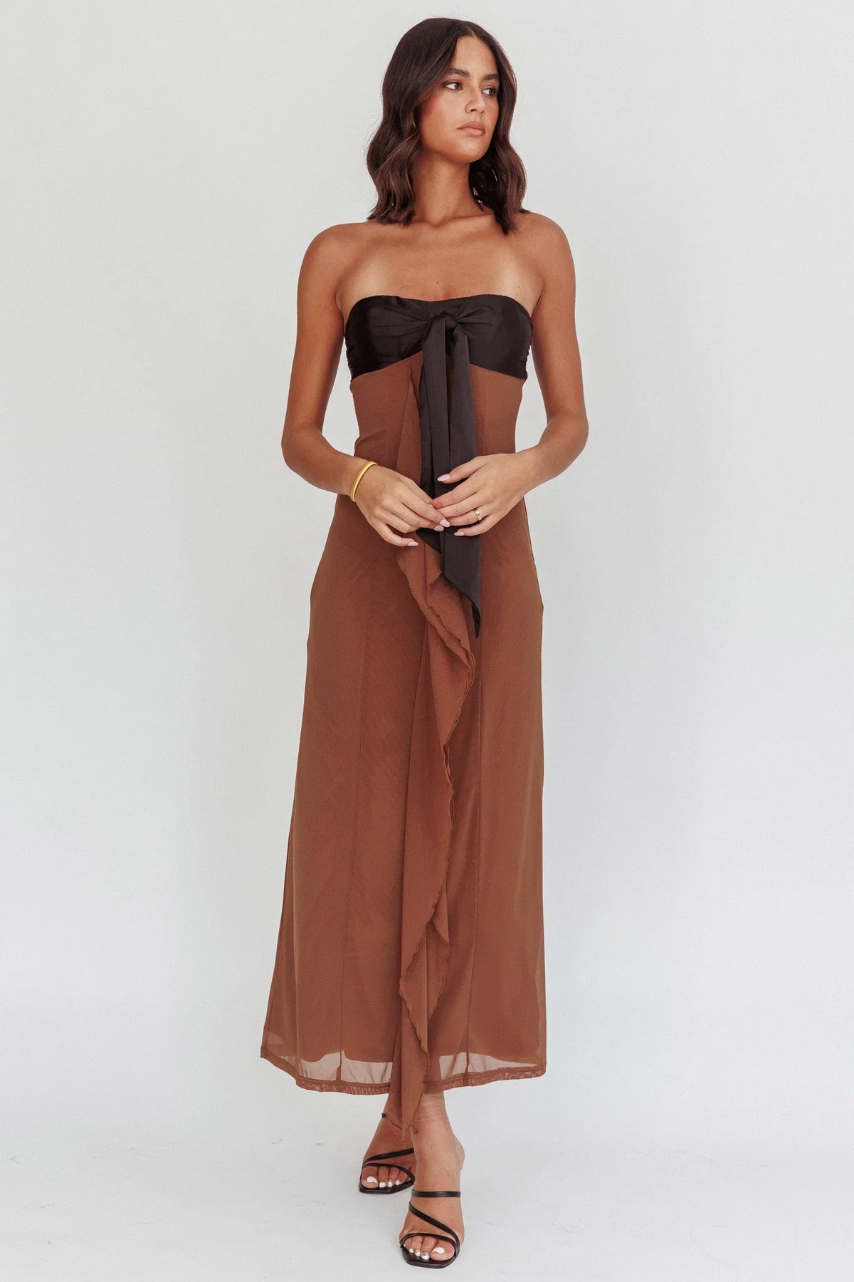 Keep Her Wild Strapless Tied Bust Dress Cedar