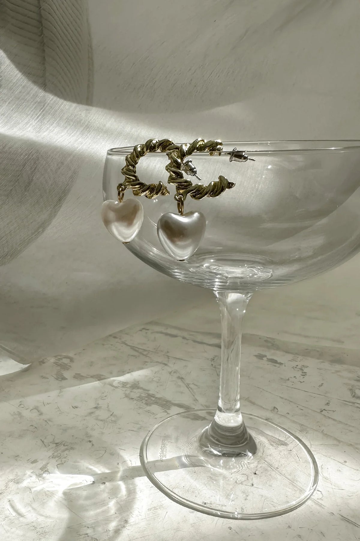 Paris Puffed Pearl Hoop Earrings Gold