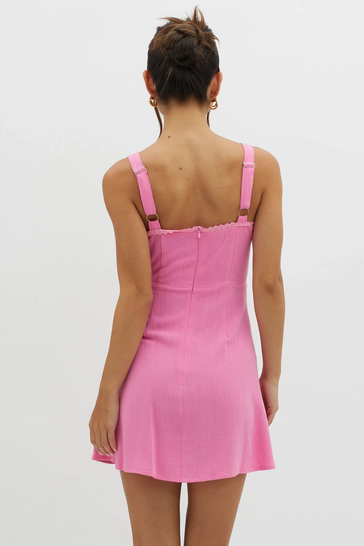 Day Dreamer Pintuck Pleat Mini Dress Hot Pink