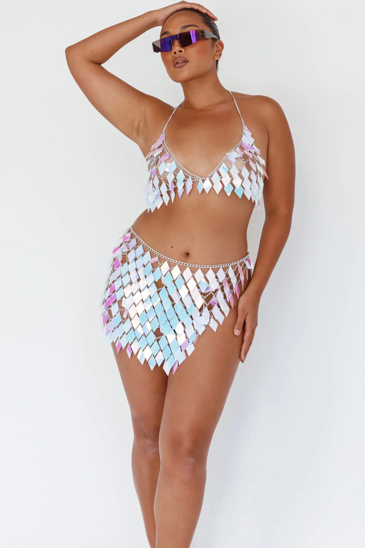 River Festival Shiny Sequins 2 Piece Set Purple