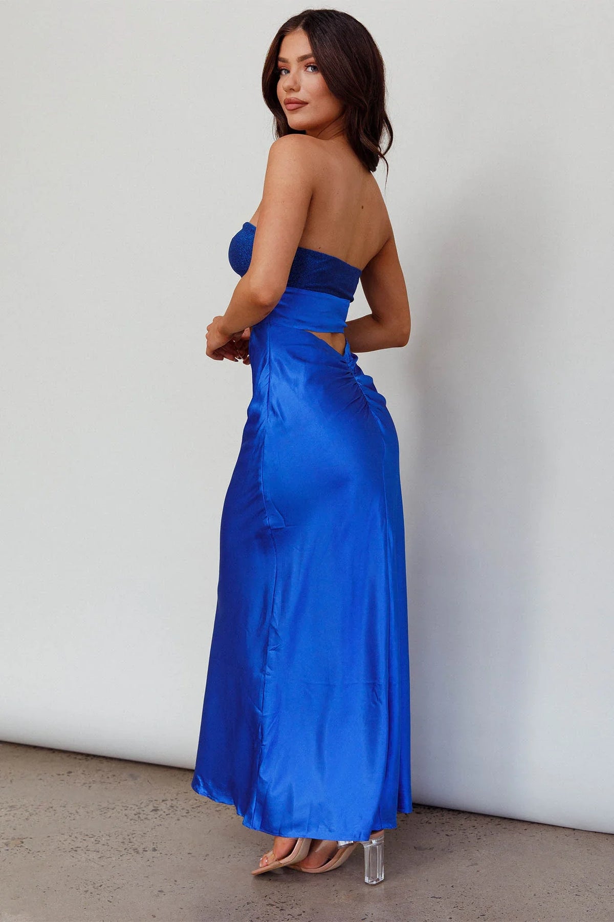 L'Amore Cut-Out Bodice Midi Dress Deep Blue