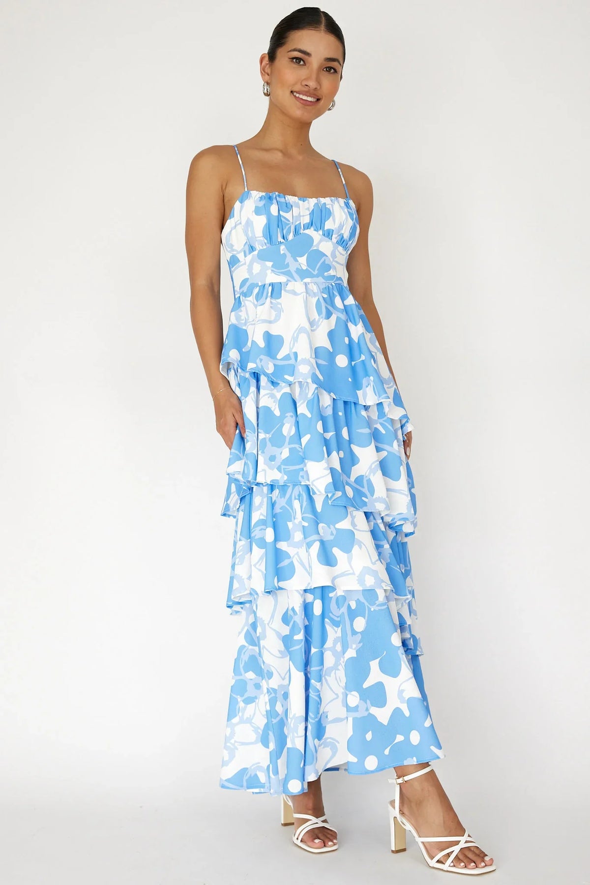 Hopeful Tiered Layered Maxi Dress Blue