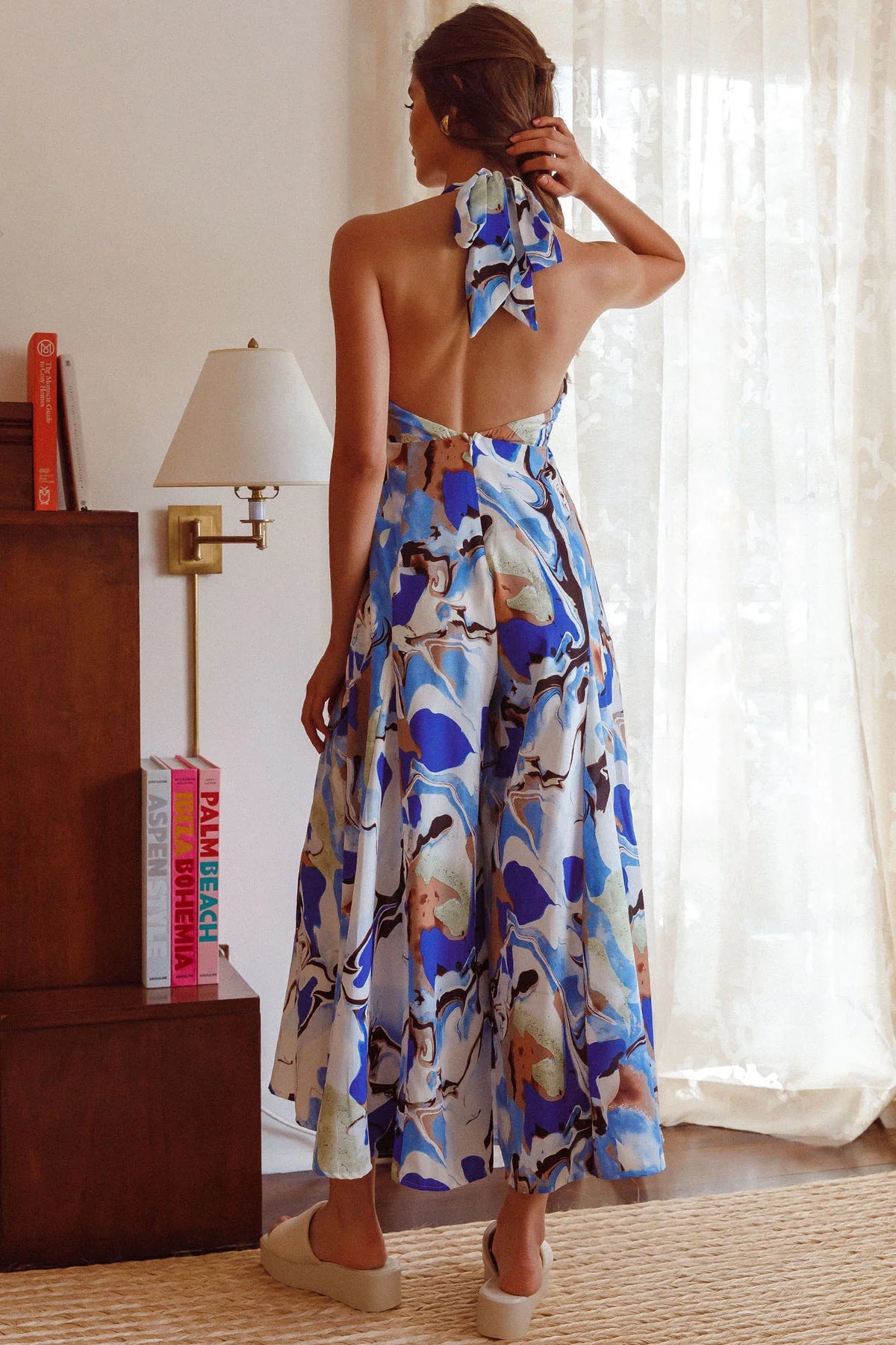 Solstice Sun Halterneck Jumpsuit Swirl Blue