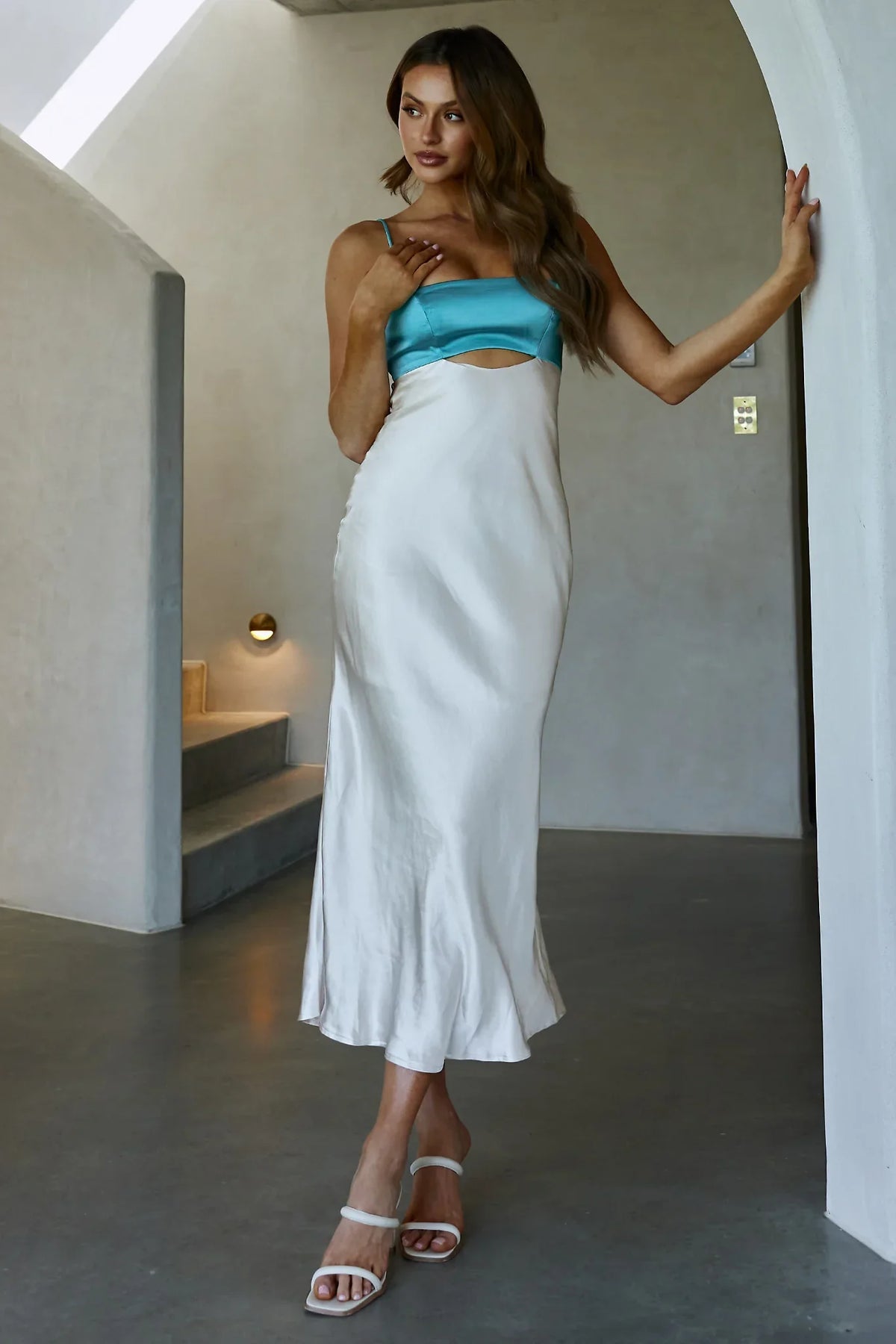 Mariana Cut-Out Bust Midi Dress Turquoise